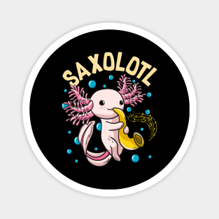 Cute & Funny Saxolotl Adorable Axolotl Playing Sax Magnet